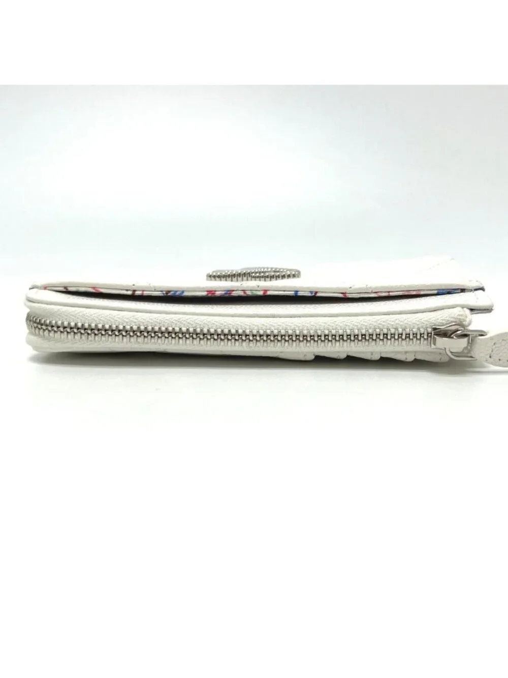 Chanel Coin Case CC Logo Fragment Caviar Leather White
